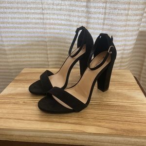 Black suede heels